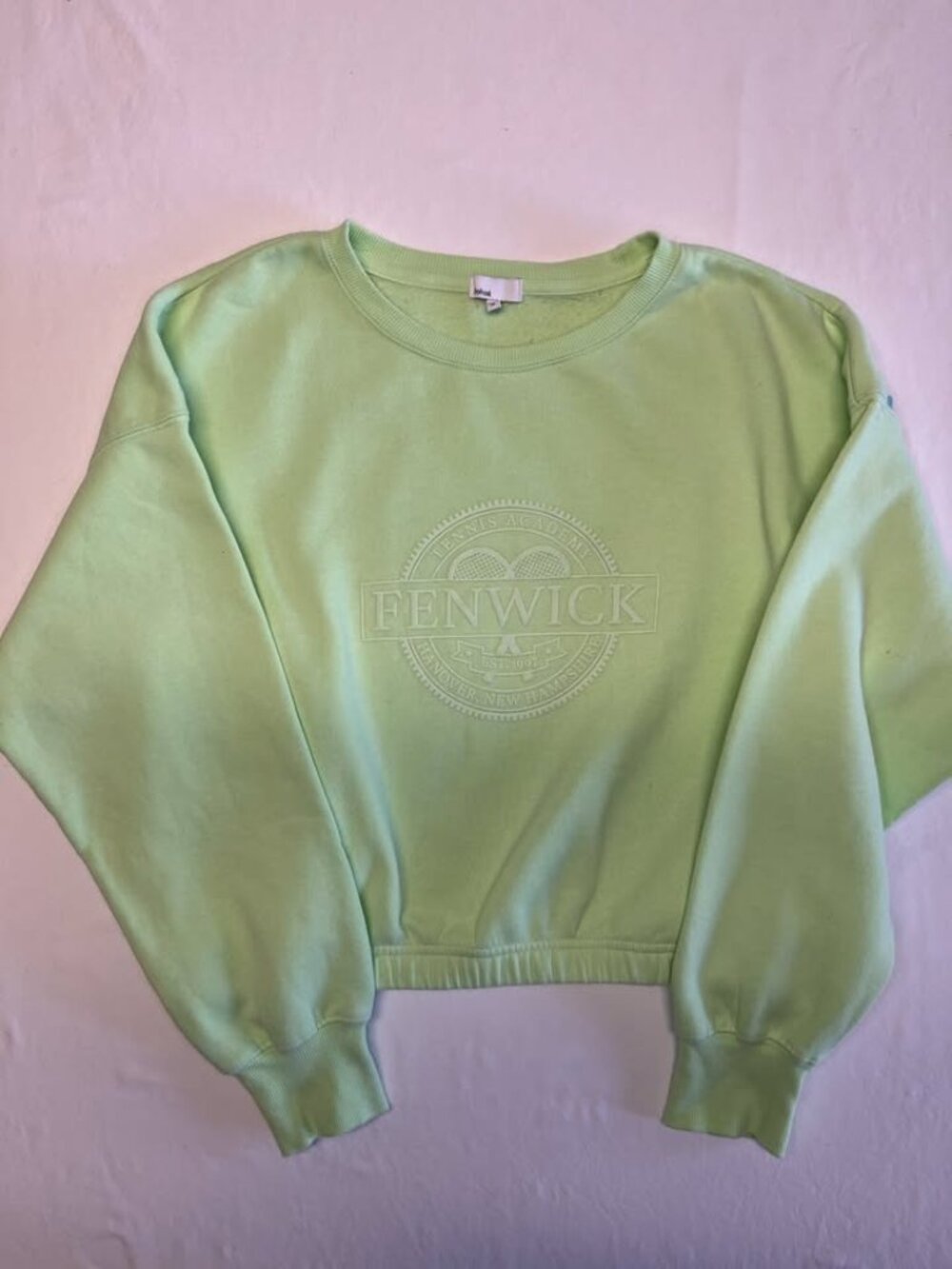 Defrost Mint Green Retro Tennis Academy Cropped Sweatshirt - Size M